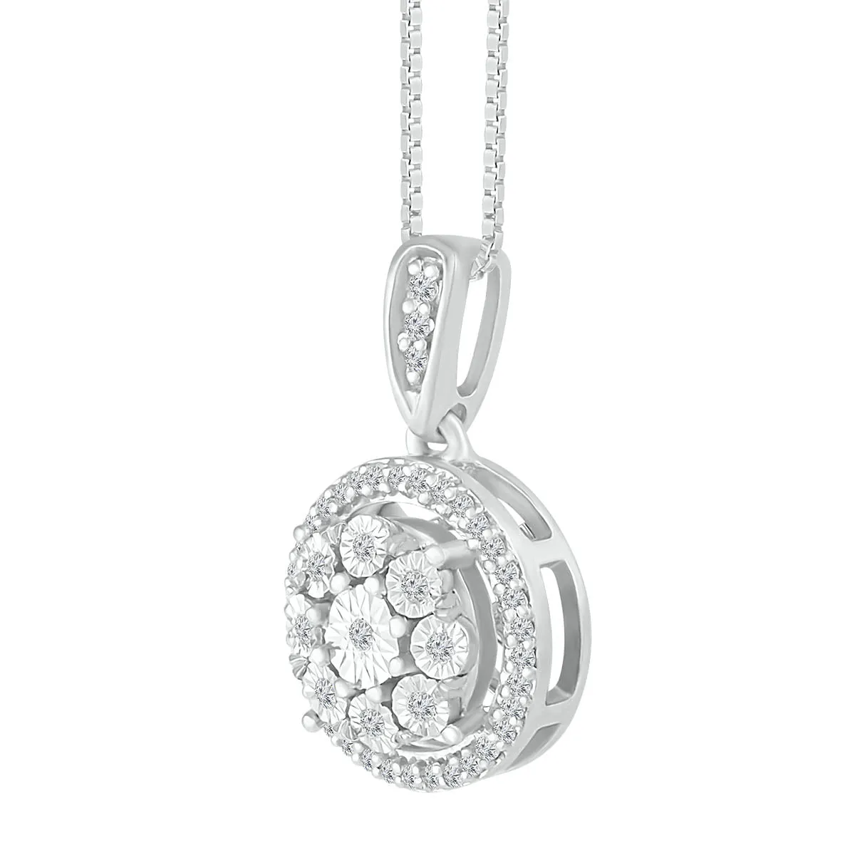 1/10 CTW Diamond Circle Fashion 18-inch Pendant in Sterling Silver