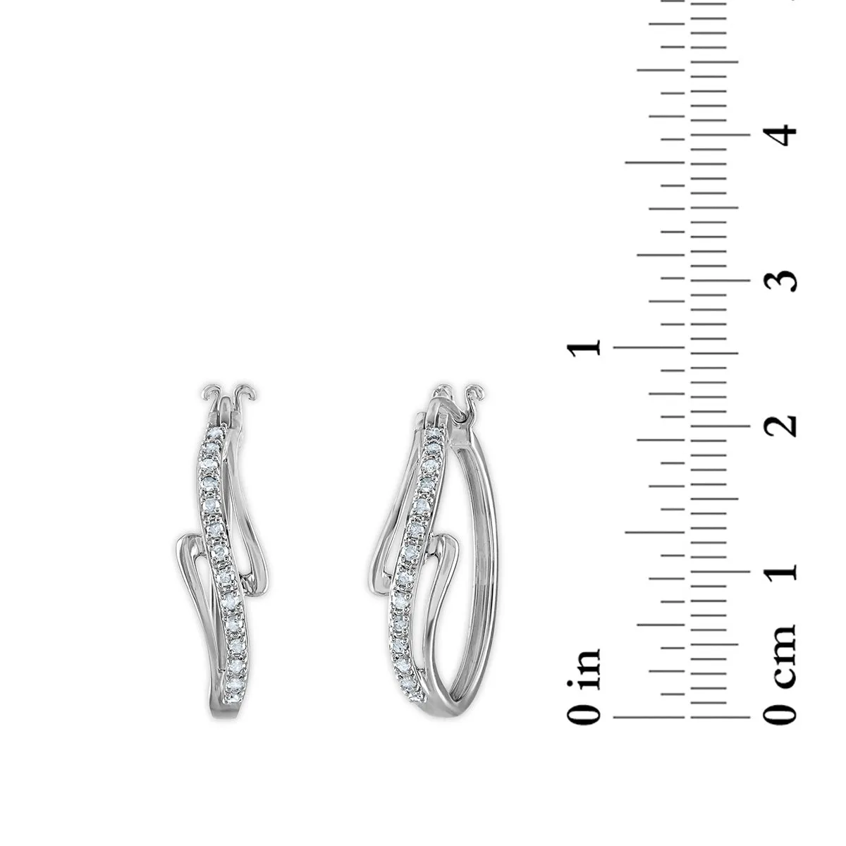 1/4 CTW Diamond Fashion Hoop Earrings in Rhodium Plated Sterling Silver