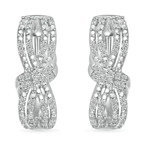 1/5 CTW Diamond Fashion Hoop Earrings in Rhodium Plated Sterling Silver