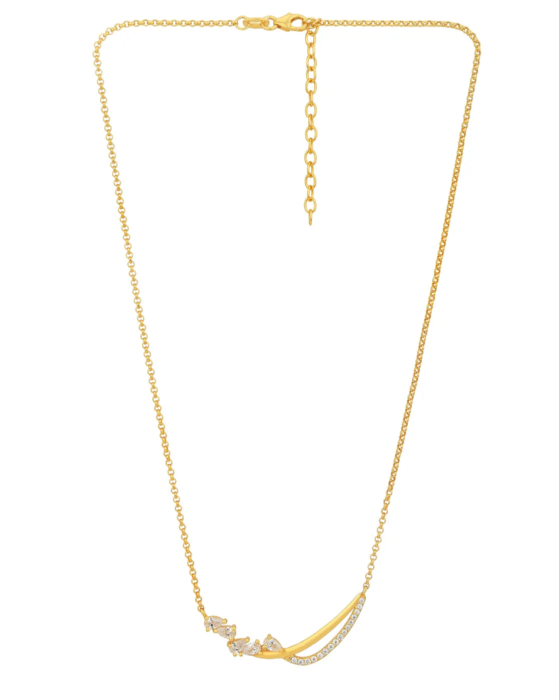 18kt Gold Plated with CZ Contemporary Necklace and Earring set for women