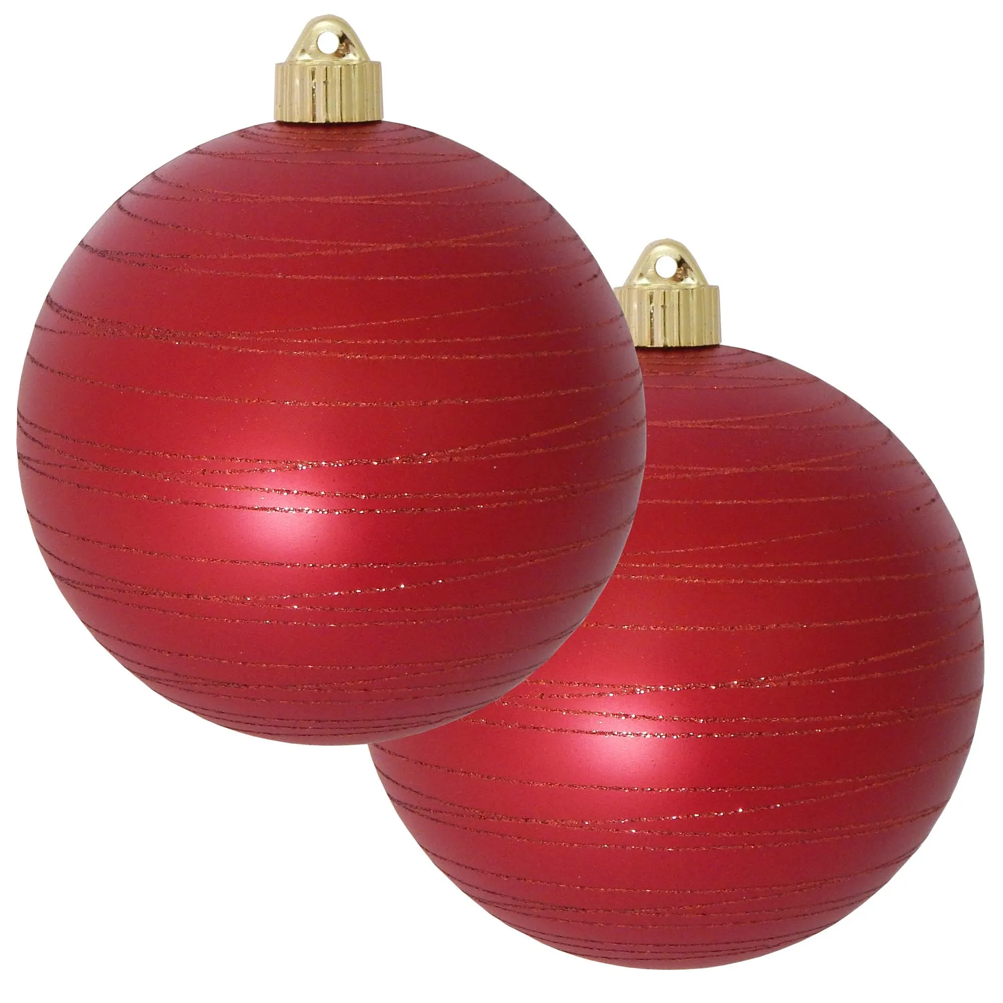 2 Pack - 6" (150mm) Decorated Commercial Grade Indoor Outdoor Shatterproof Plastic Ball Ornaments