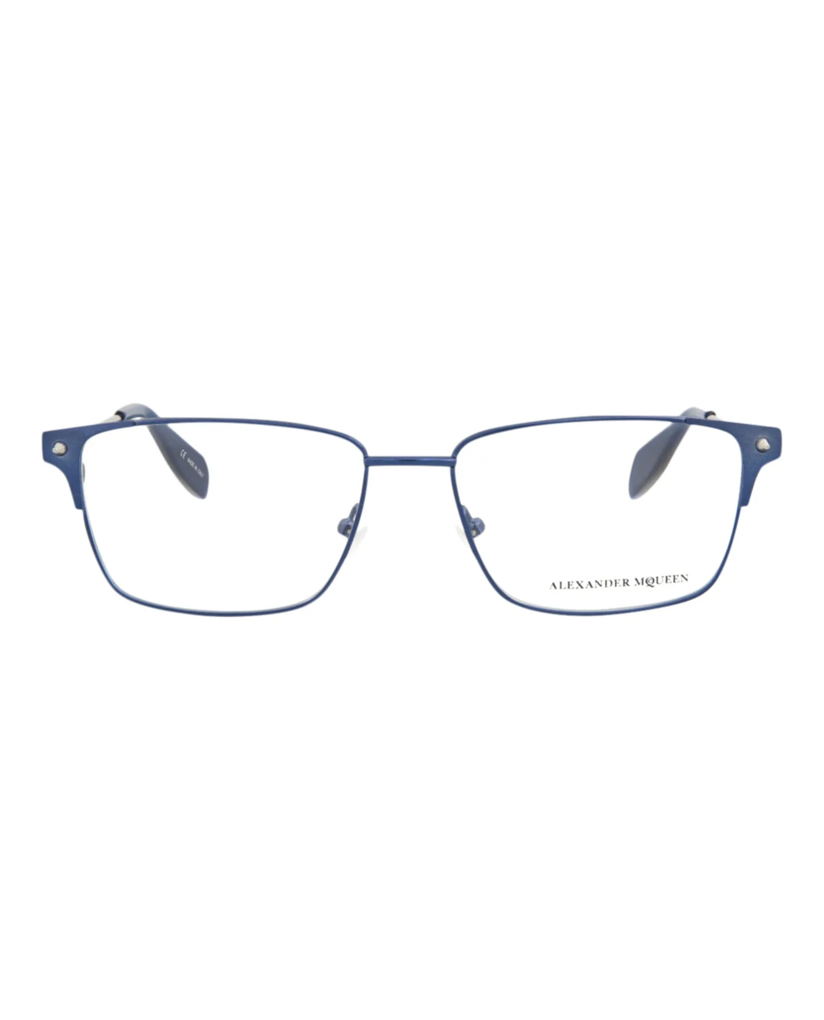 Alexander McQueen Mens Square/Rectangle Blue Silver Transparent Fashion Designer Eyewear