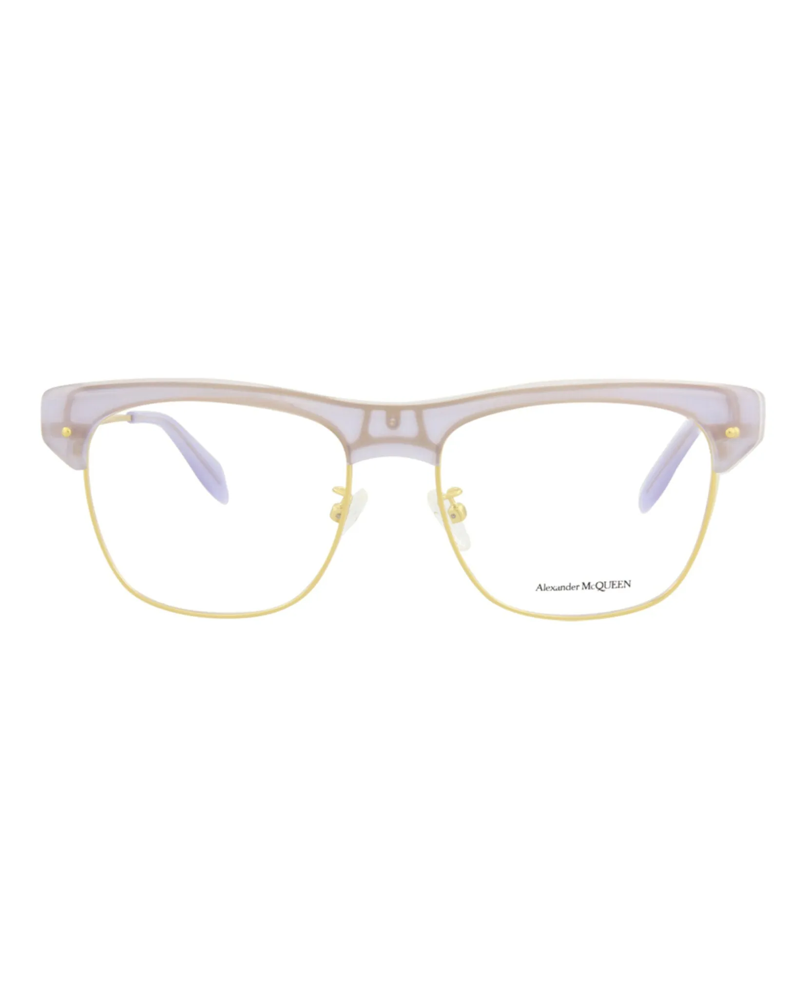 Alexander McQueen Unisex Square/Rectangle Violet Gold Transparent Fashion Designer Eyewear