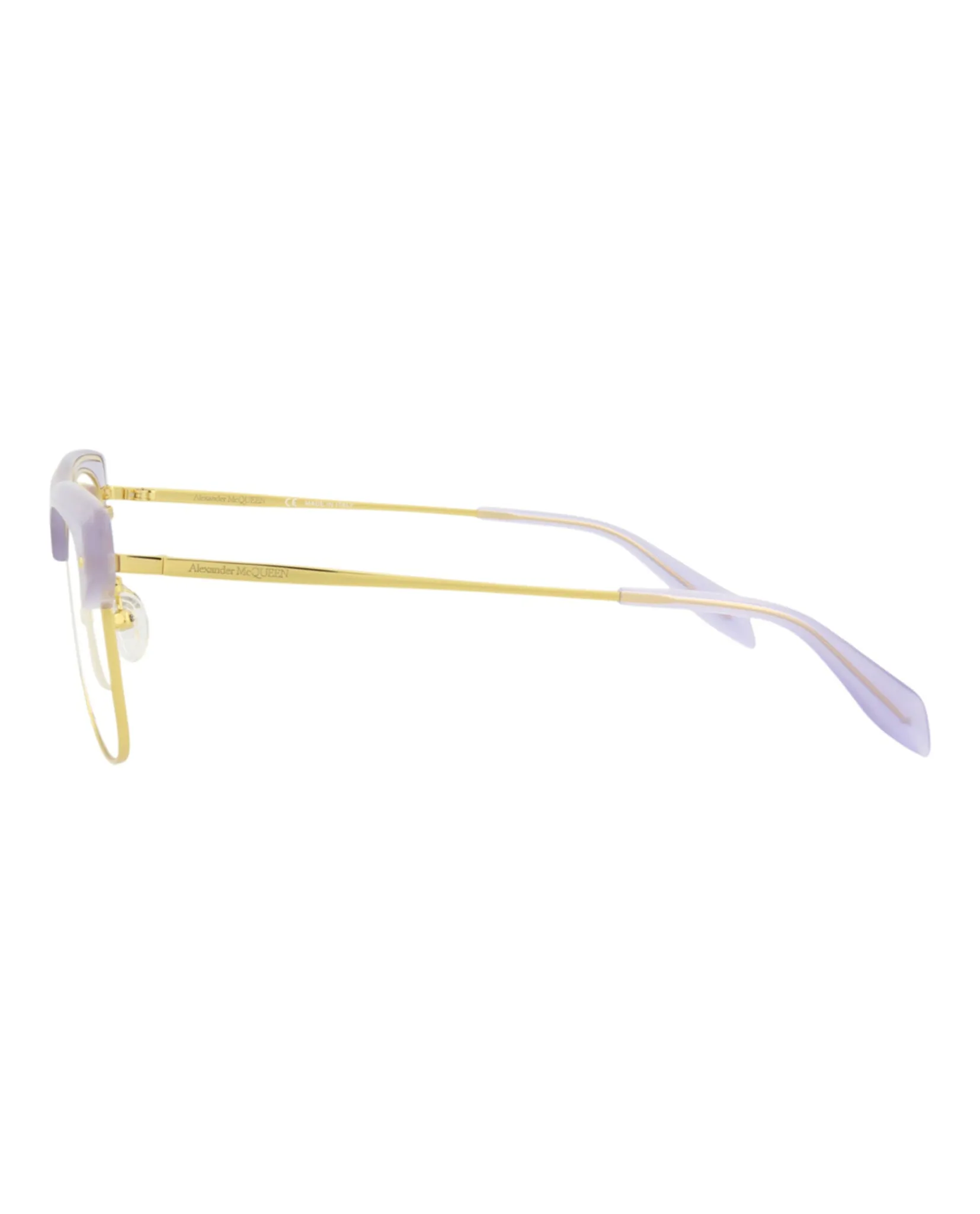 Alexander McQueen Unisex Square/Rectangle Violet Gold Transparent Fashion Designer Eyewear