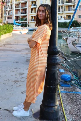 Alma T-Shirt Dress | Orange Peach Stripe | Kjole fra Liberté