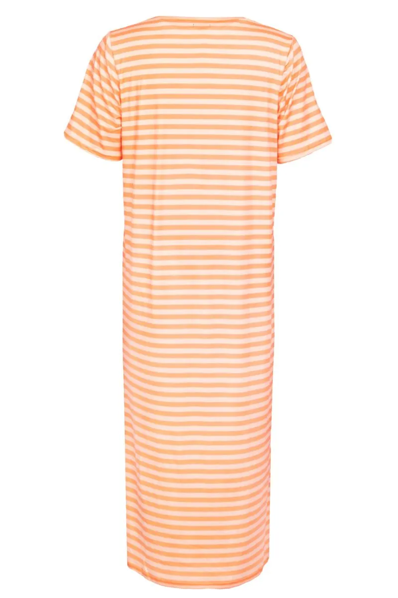 Alma T-Shirt Dress | Orange Peach Stripe | Kjole fra Liberté