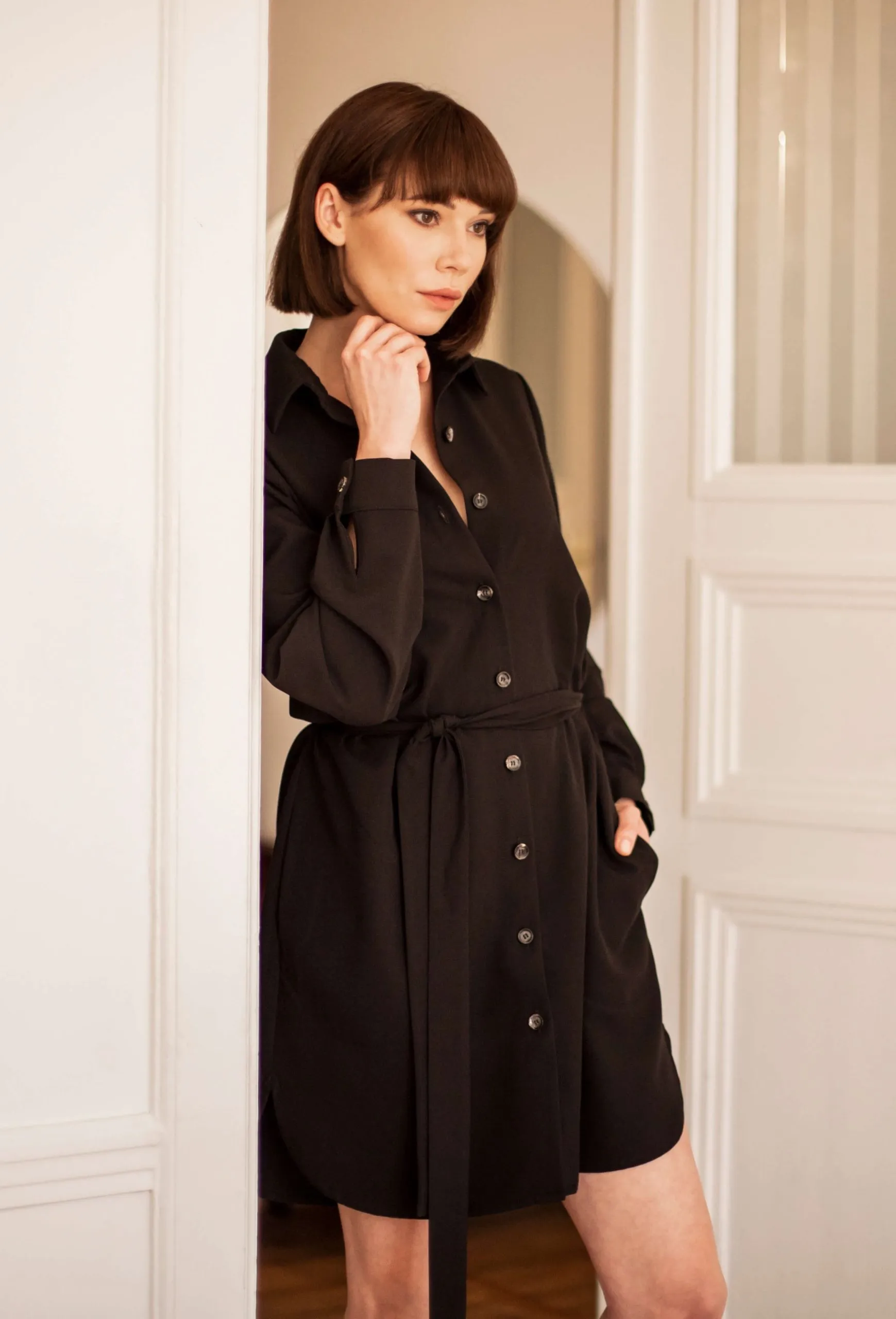 Amelie Shirt Dress Black