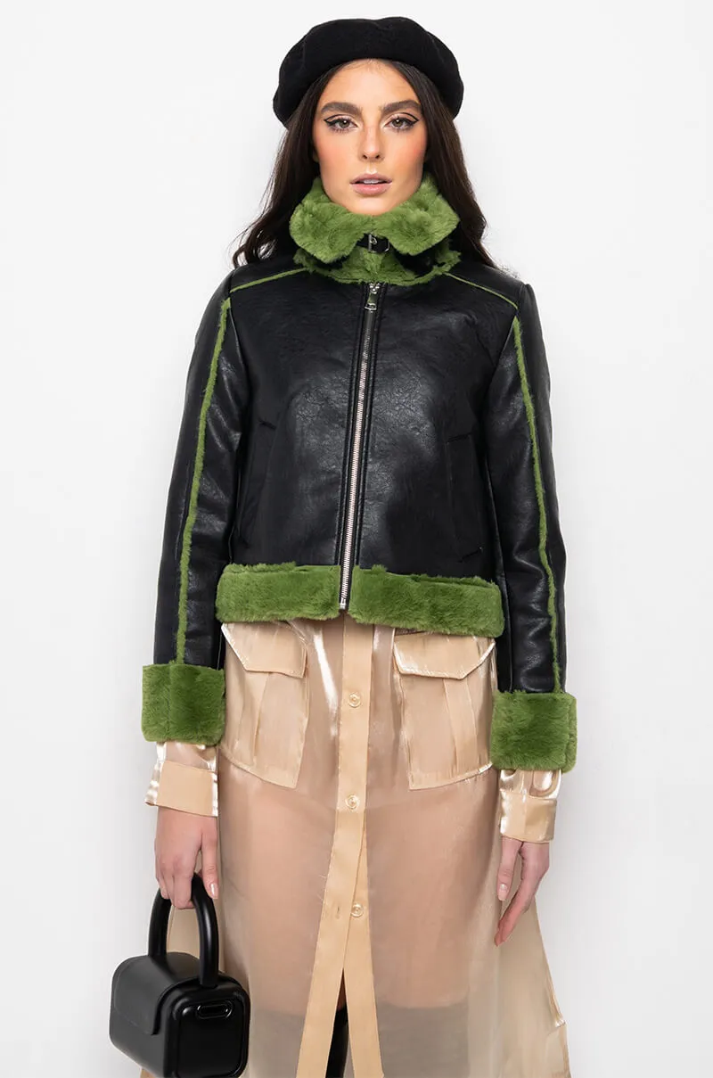 AZALEA WANG GRINCH BONDED PU JACKET