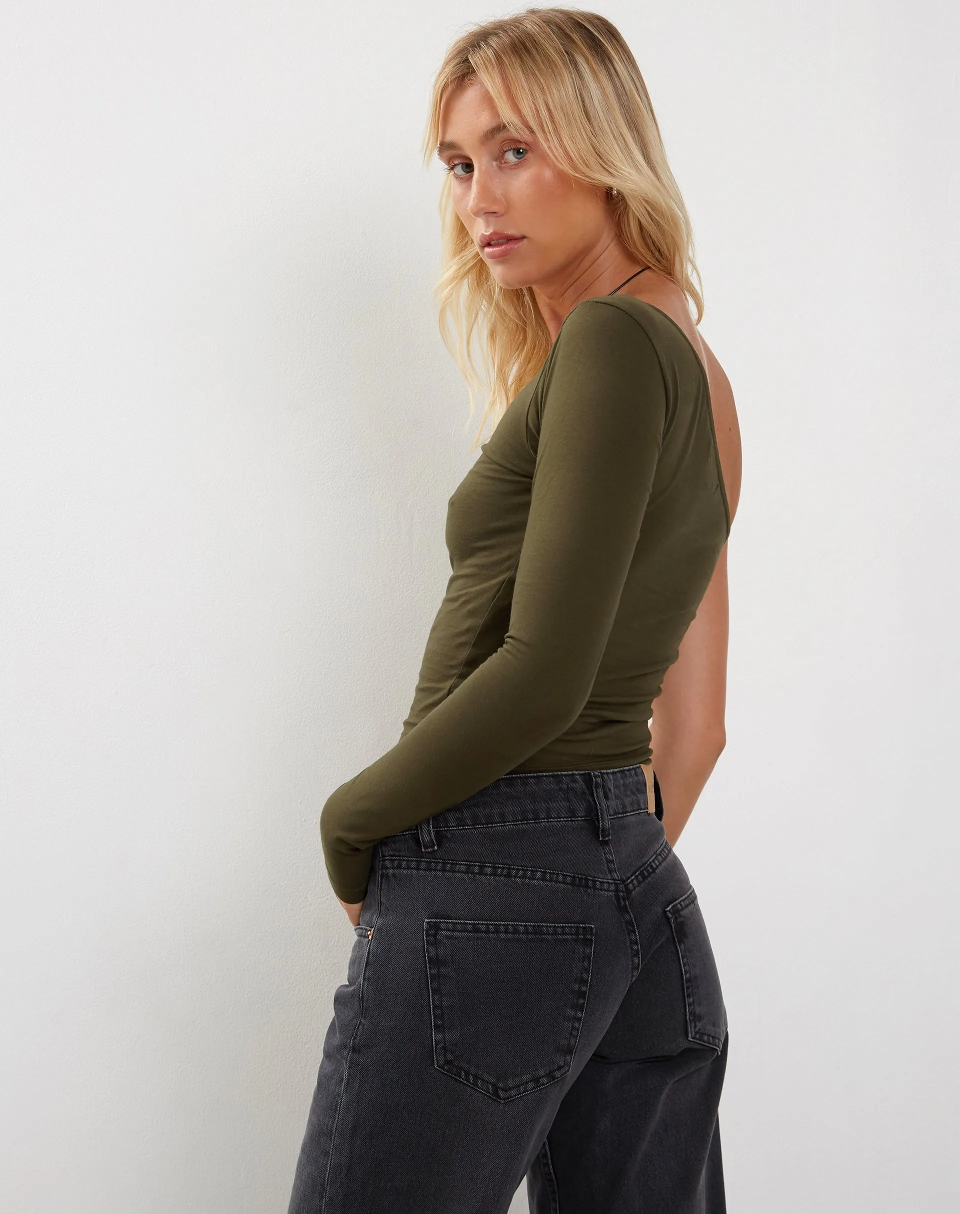 Bayge One Shoulder Top in Olive