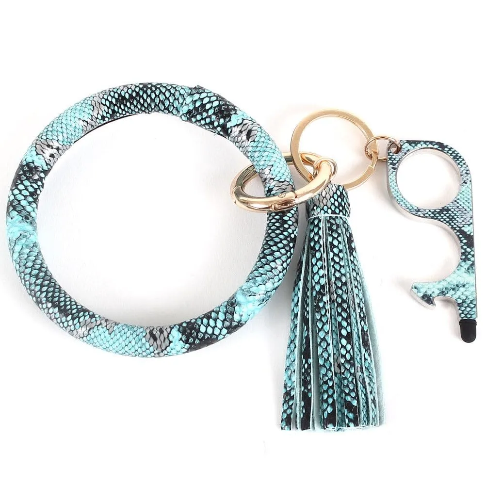 BB139X121ST Snake Skin Zero Contact Stylus Bangle/Key Chain w/ Tassel