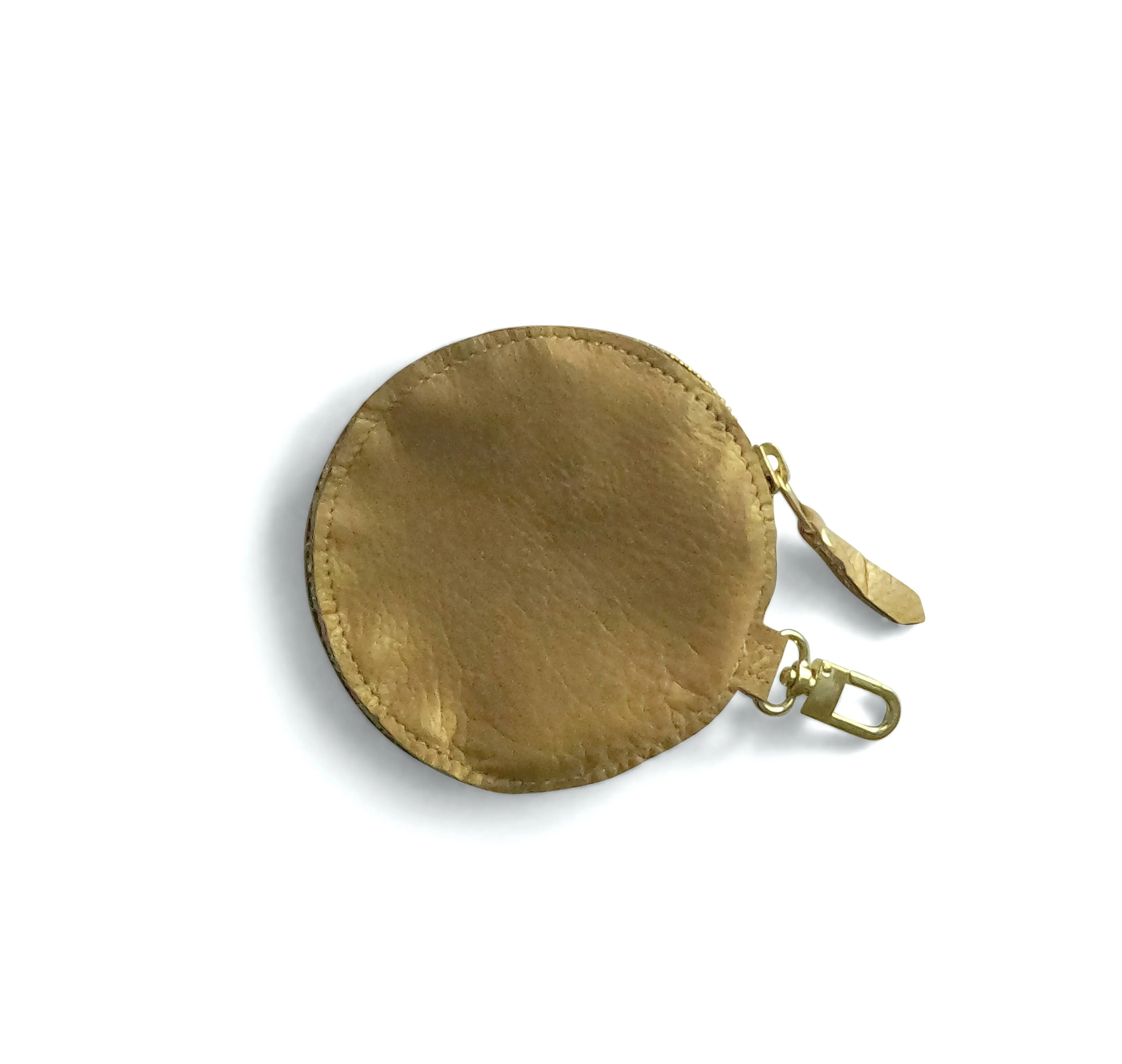 Beaudin Wholesale - Betty | Cowhide & Leather Circle Coin Purse, Gift for Women: Gold