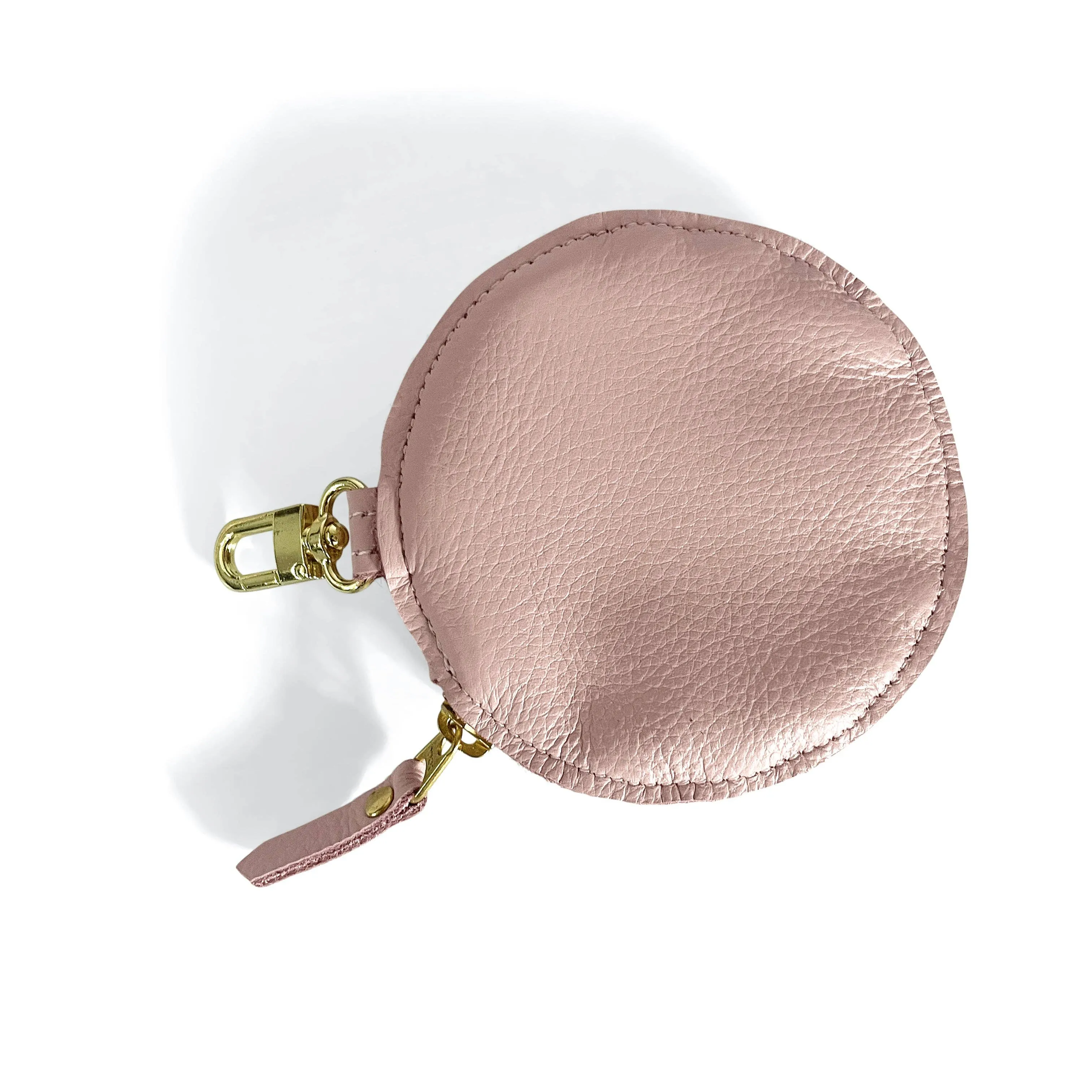 Beaudin Wholesale - Betty | Cowhide & Leather Circle Coin Purse, Gift for Women: Gold