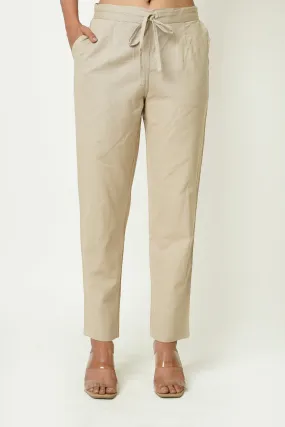 Beige Cotton Women's Trousers