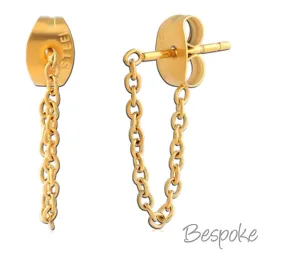 Bespoke Chain Earring Stud Pair 0.8mm - Gold PVD