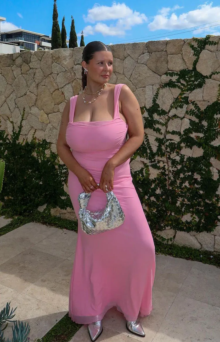 Beverley Pink Mesh Maxi Dress