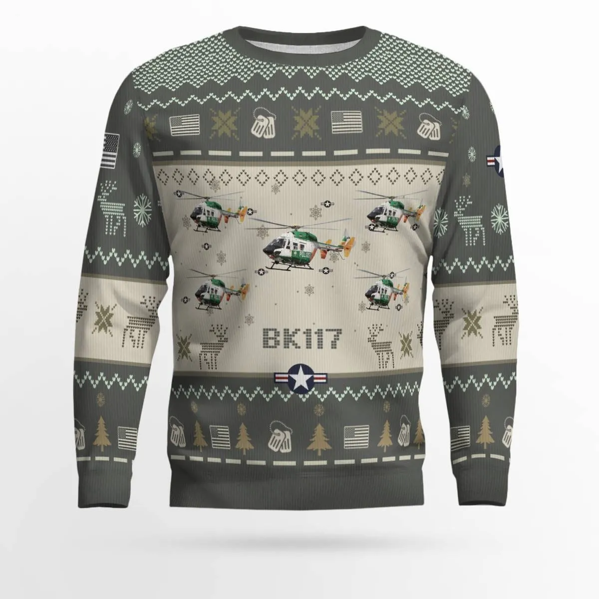 BK117_Aircraft Ugly Sweater, Ugly Sweater Christmas Shirt for Men Dad Veteran