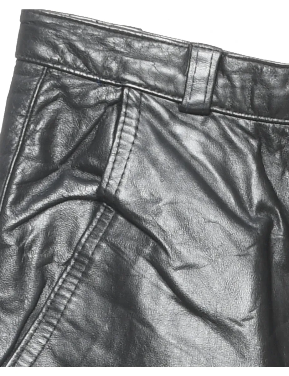 Black Leather Trousers - W26 L26