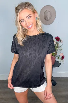 Black Textured Knit Top