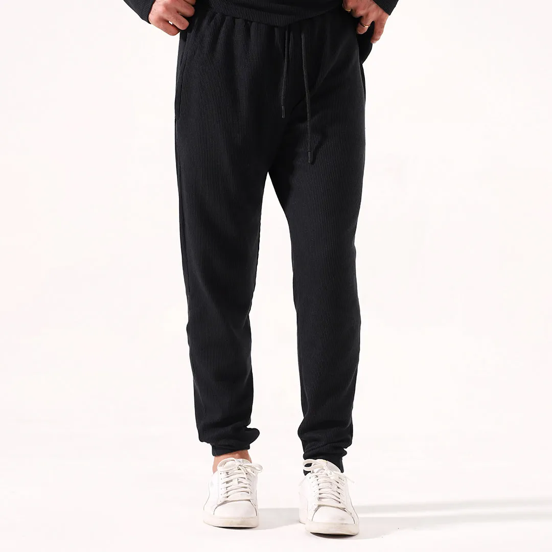 Black Waffle Knit Trouser