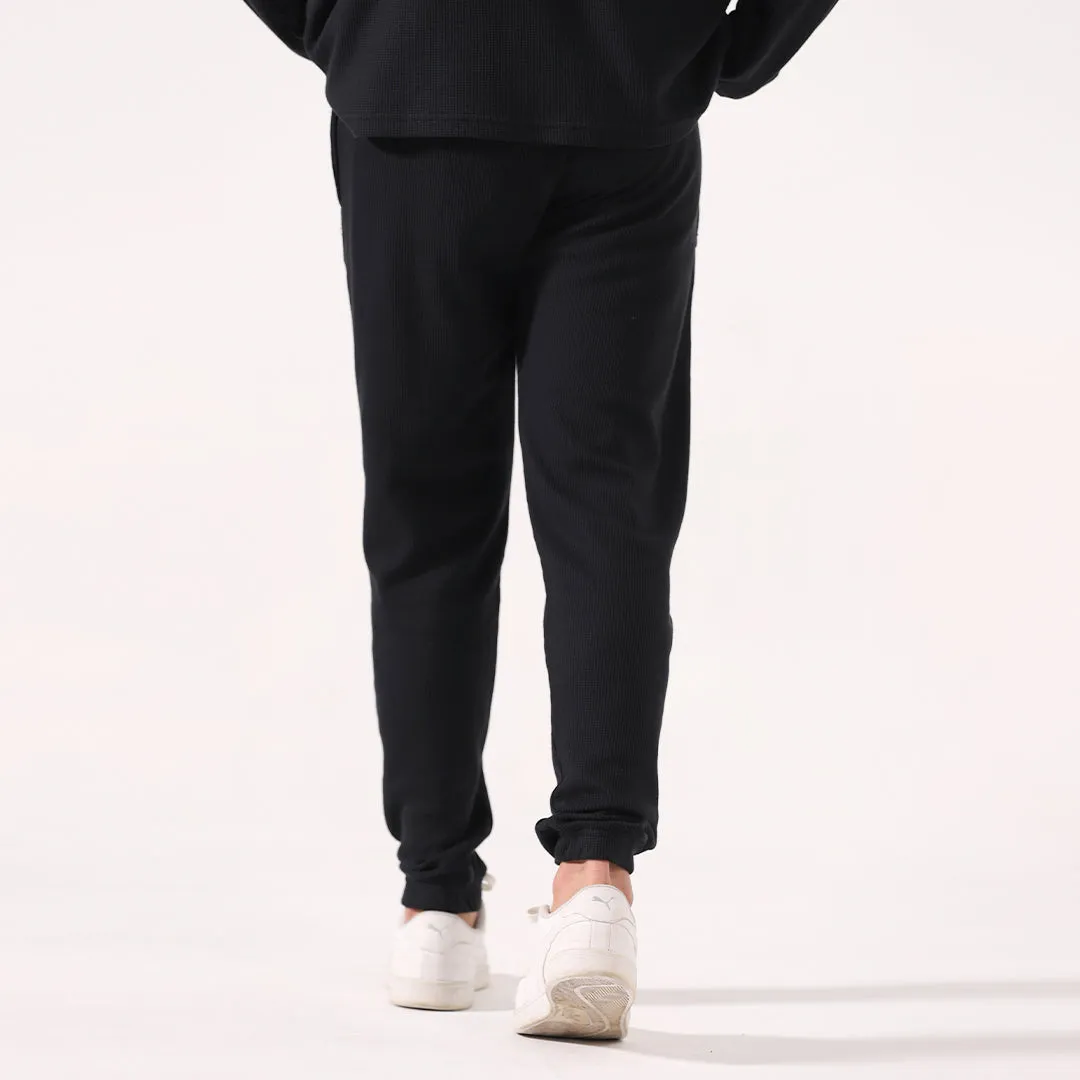 Black Waffle Knit Trouser