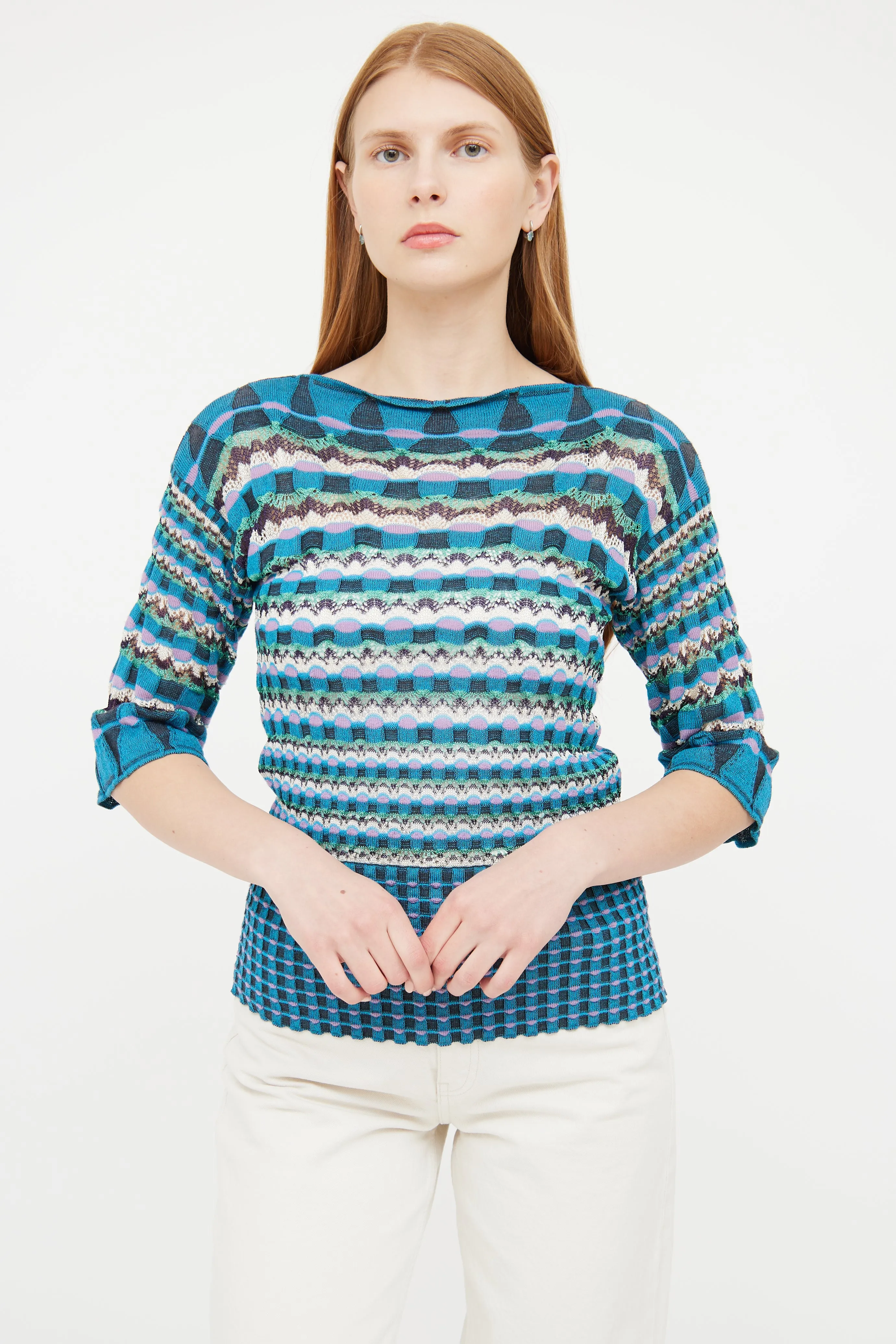 Blue & Multi Knit Top