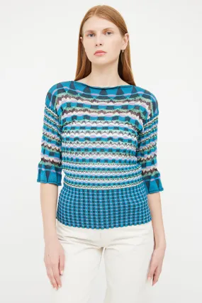 Blue & Multi Knit Top