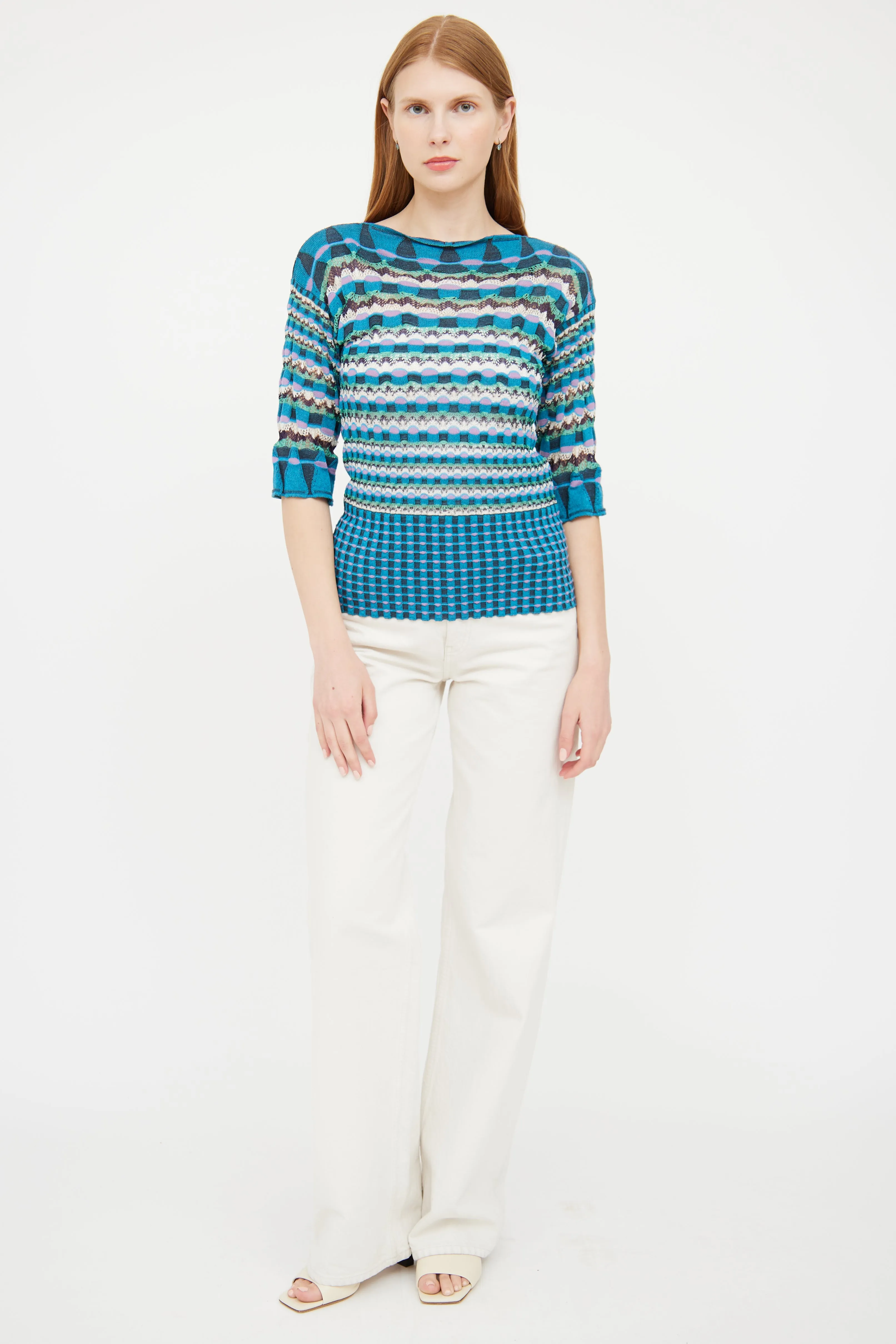 Blue & Multi Knit Top