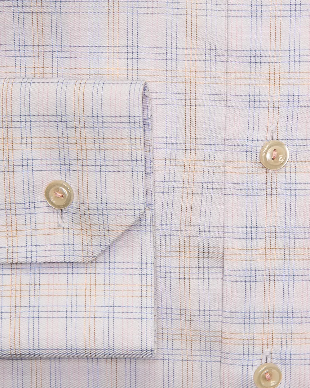 Blue and Gold Grid Check Dress Shirt