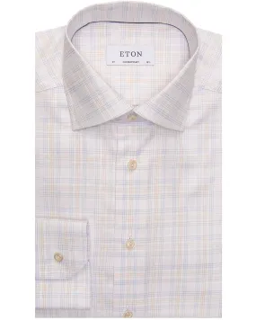 Blue and Gold Grid Check Dress Shirt