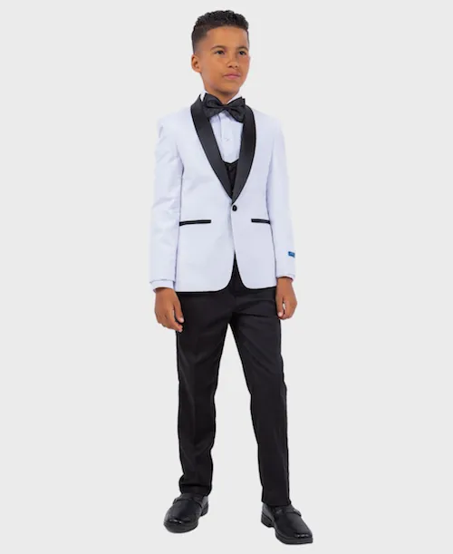 Boys Shawl Collar White Tuxedo