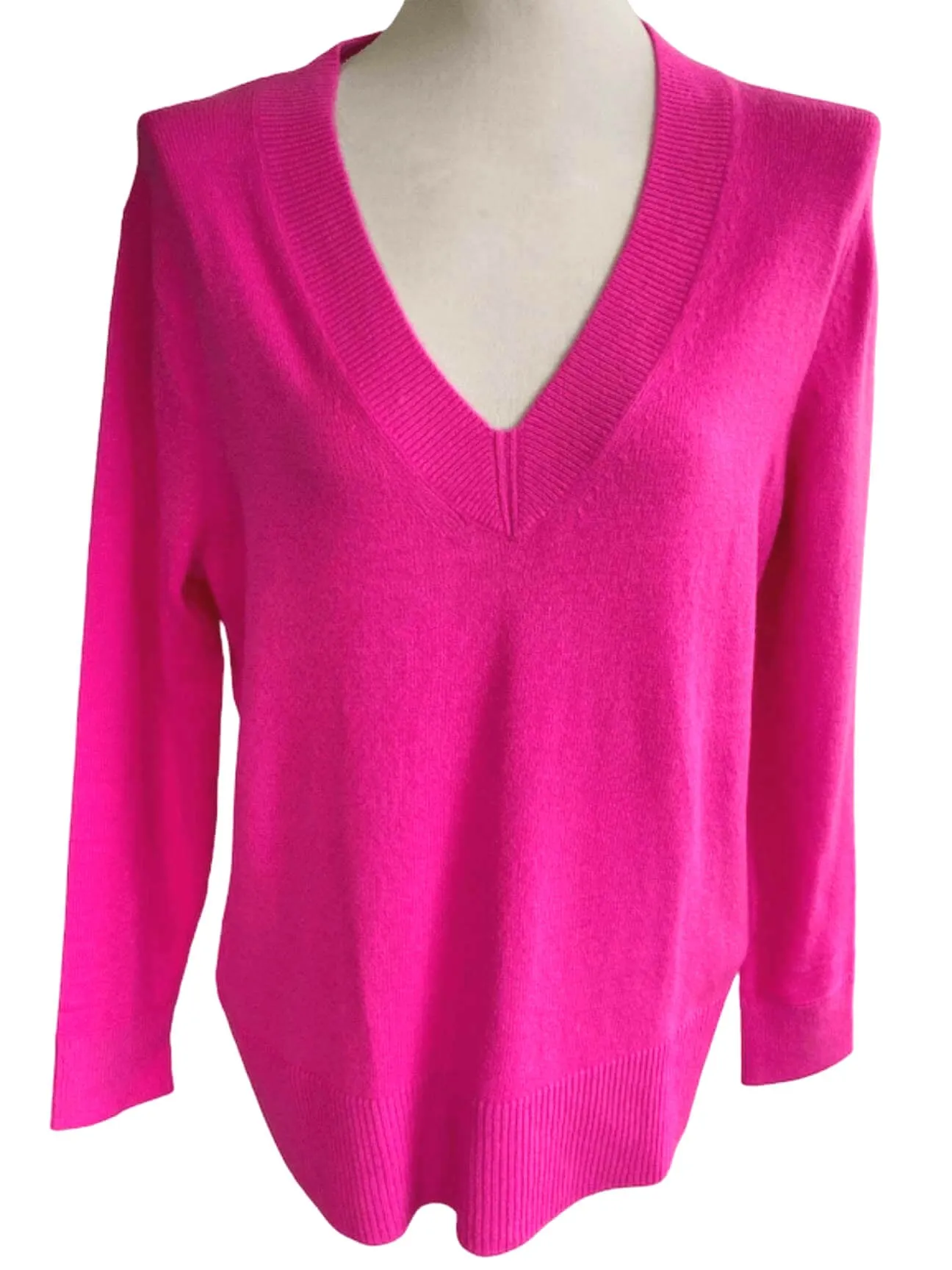 Bright Winter Pink V-neck Sweater