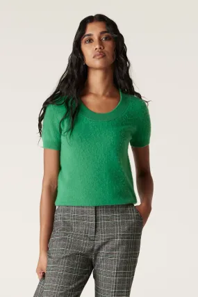 Brushed 100% Cashmere Tee - Green