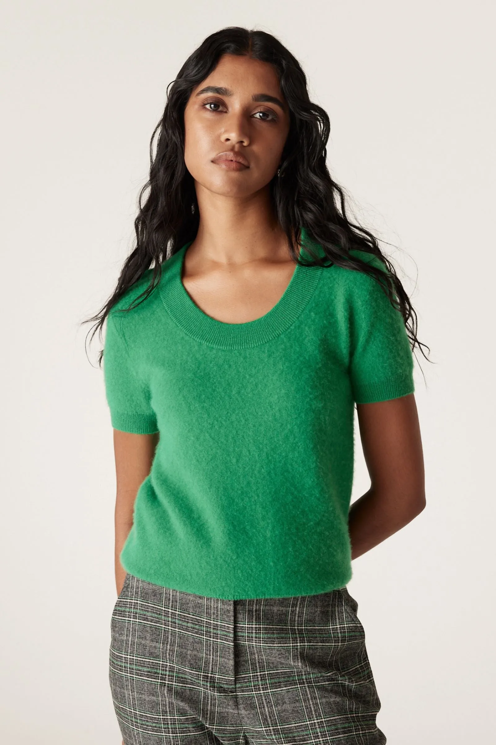 Brushed 100% Cashmere Tee - Green