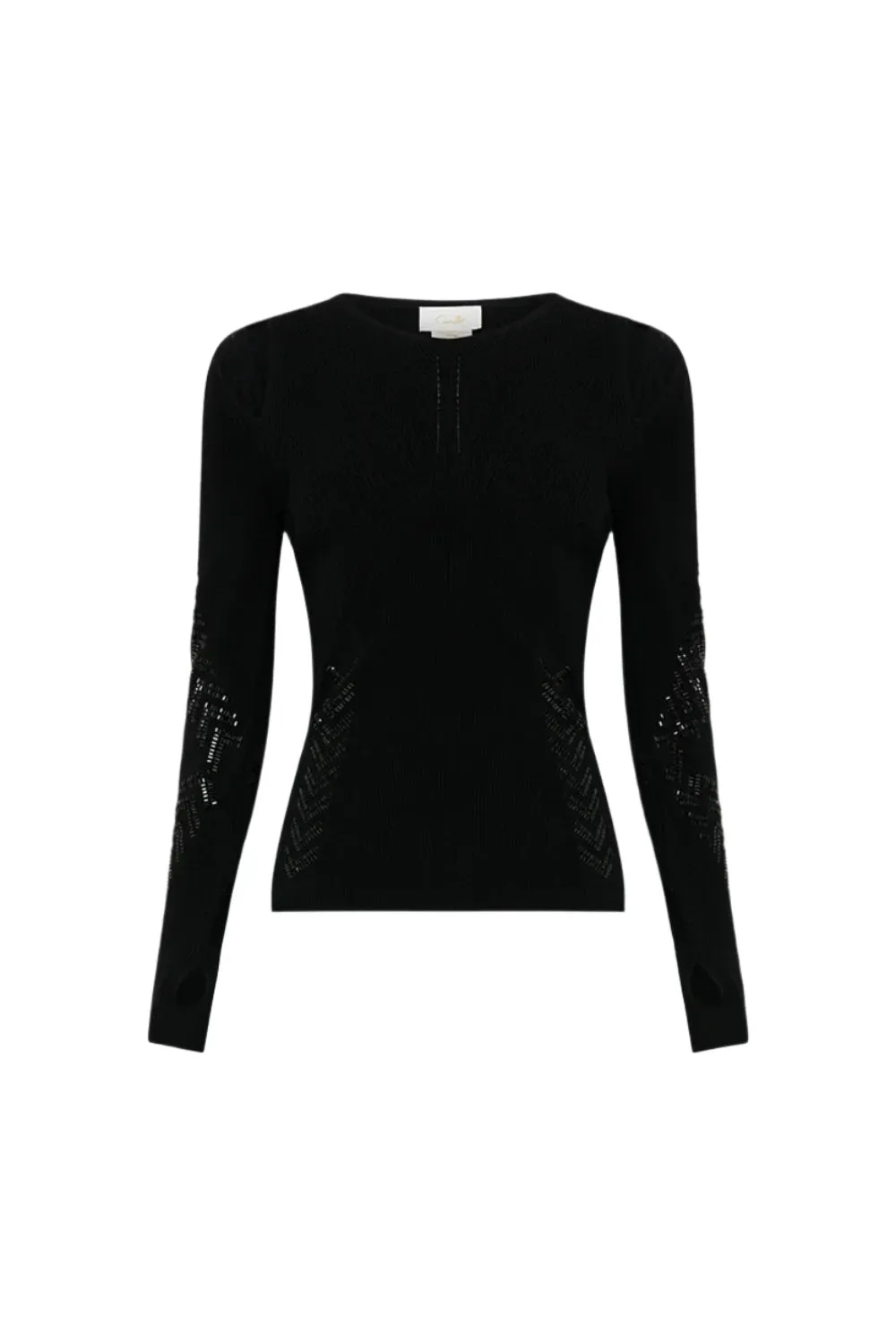 Camilla Engineered Cut Out Long Sleeve Knit Top - Cartouche Kingdom