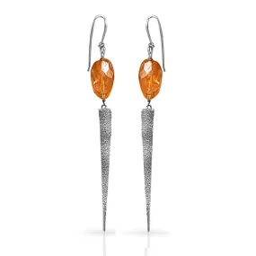 CAMILLA WEST JEWELLERY Heat Textured Silver Earrings - Citrine