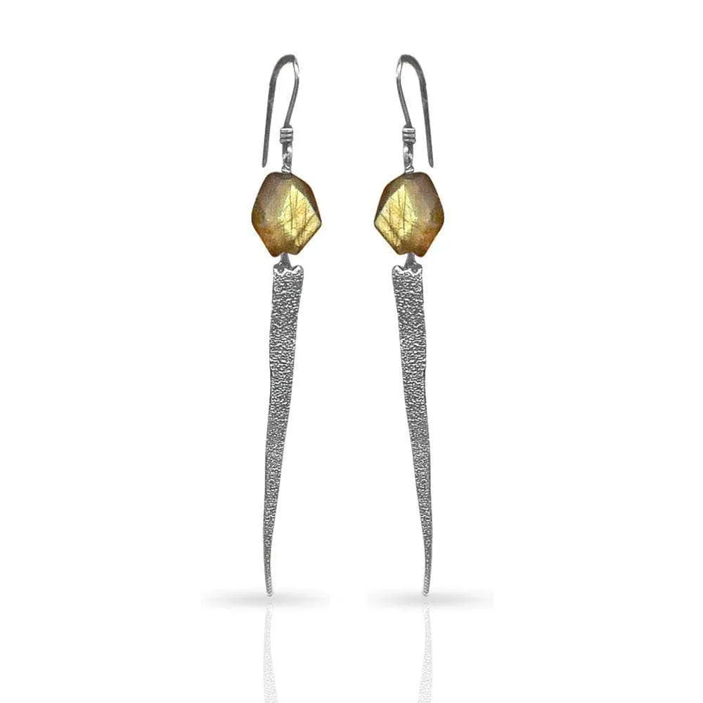 CAMILLA WEST JEWELLERY Heat Textured Silver Earrings - Labradorite