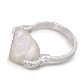 CAMILLA WEST JEWELLERY Rainbow Moonstone Silver Coil Ring