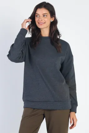 Charcoal Basic Long Sleeve Sweatshirt