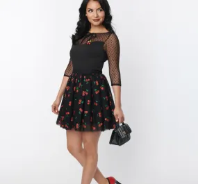 Cherry Mesh Swing Mini Skirt-FINAL SALE