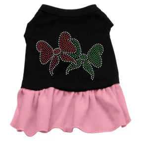 Christmas Bows Rhinestone Dress Black with Pink Lg (14)