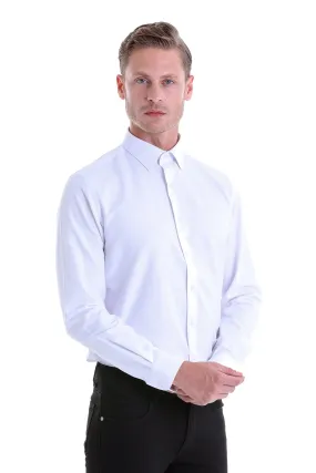 Comfort Fit Cotton Blend White Dress Shirt