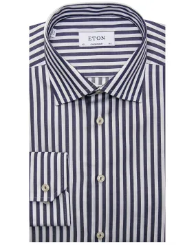 Dark Blue Striped Dress Shirt