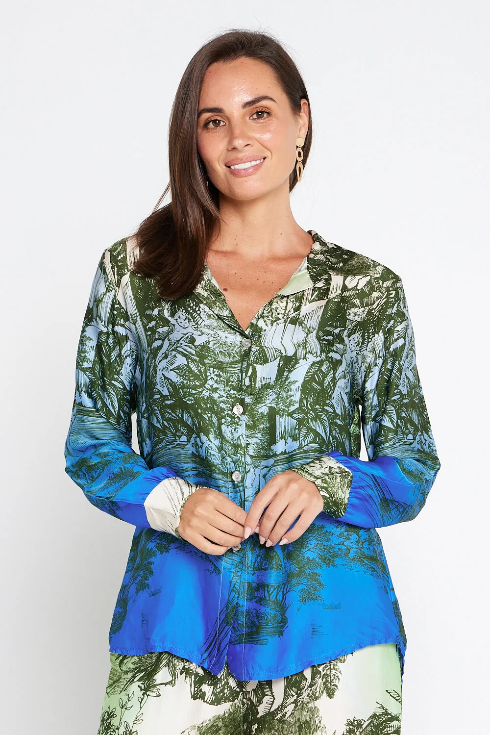 Dimitra Satin Shirt - Rhea Print