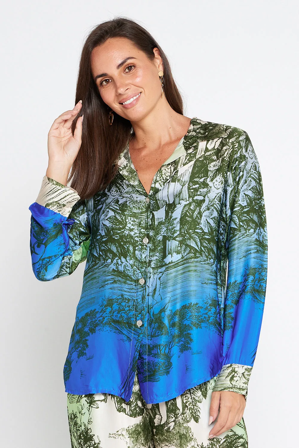 Dimitra Satin Shirt - Rhea Print