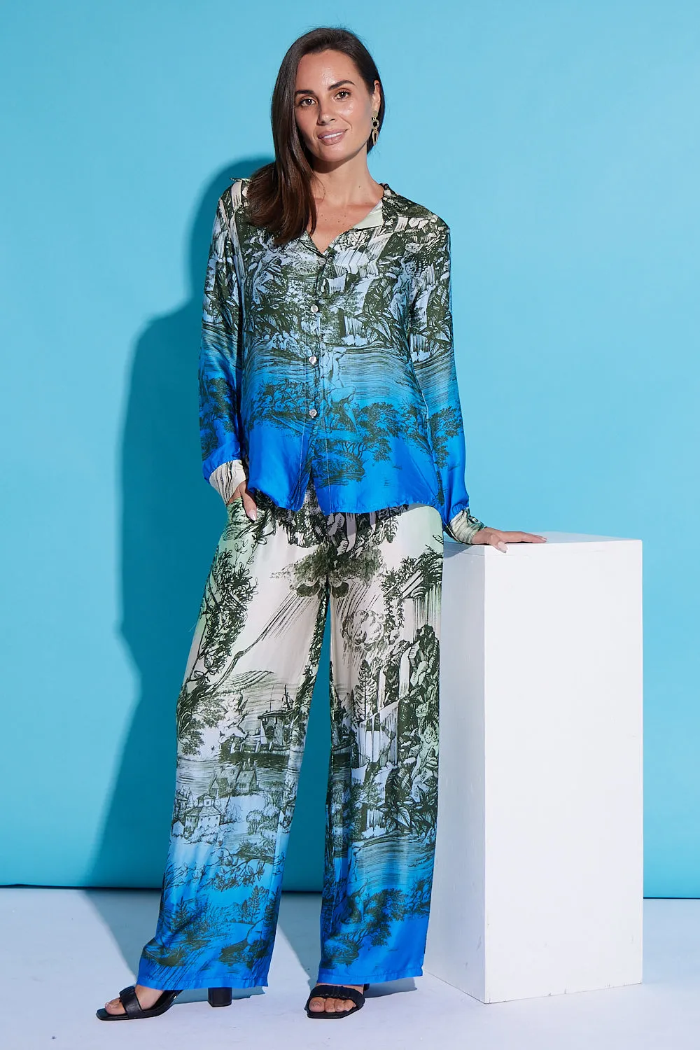 Dimitra Satin Shirt - Rhea Print