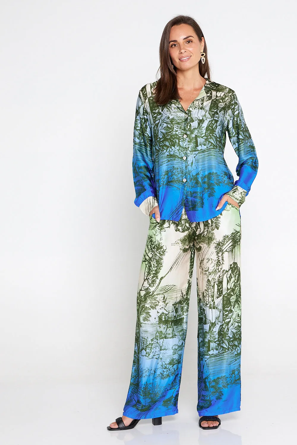 Dimitra Satin Shirt - Rhea Print