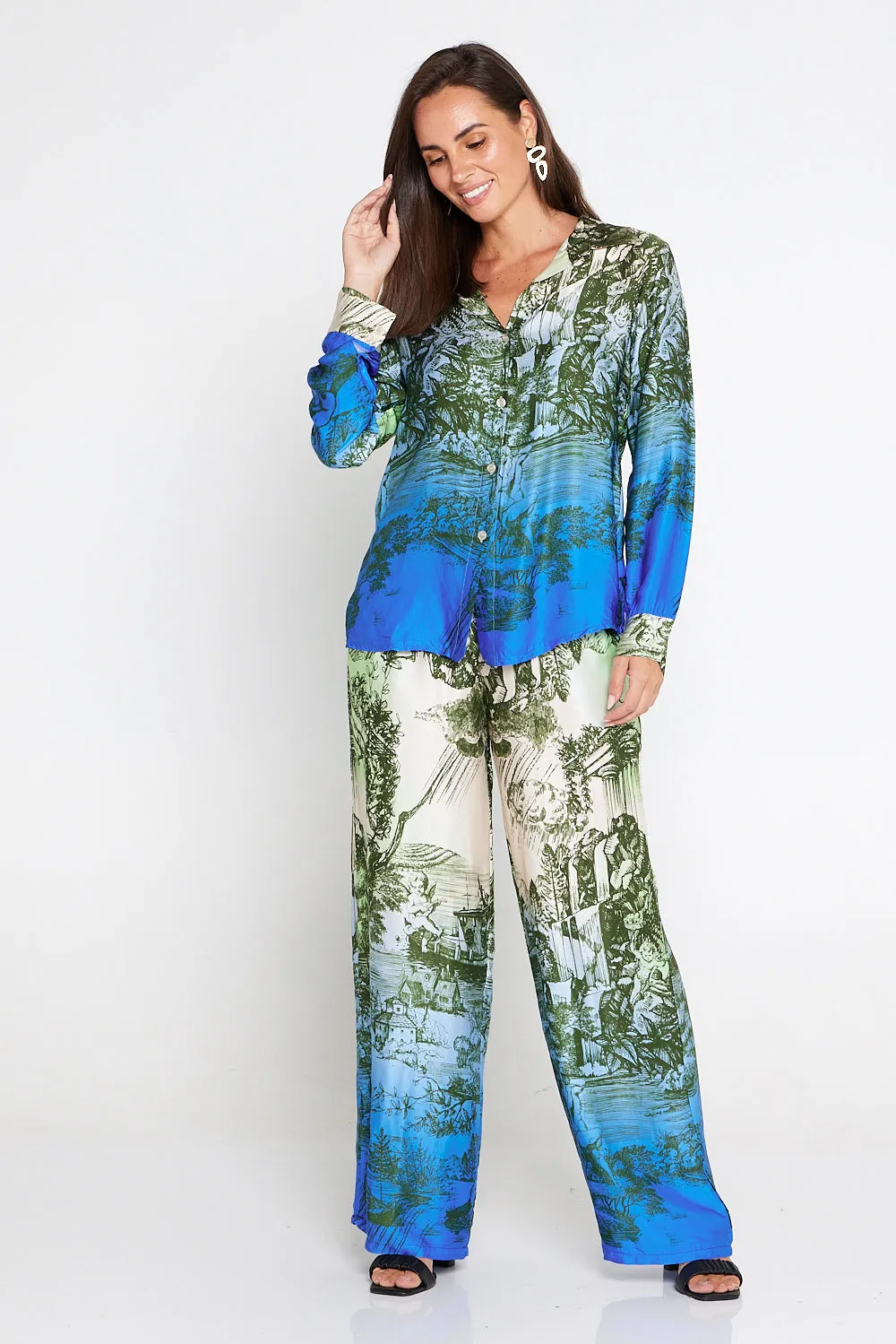 Dimitra Satin Shirt - Rhea Print