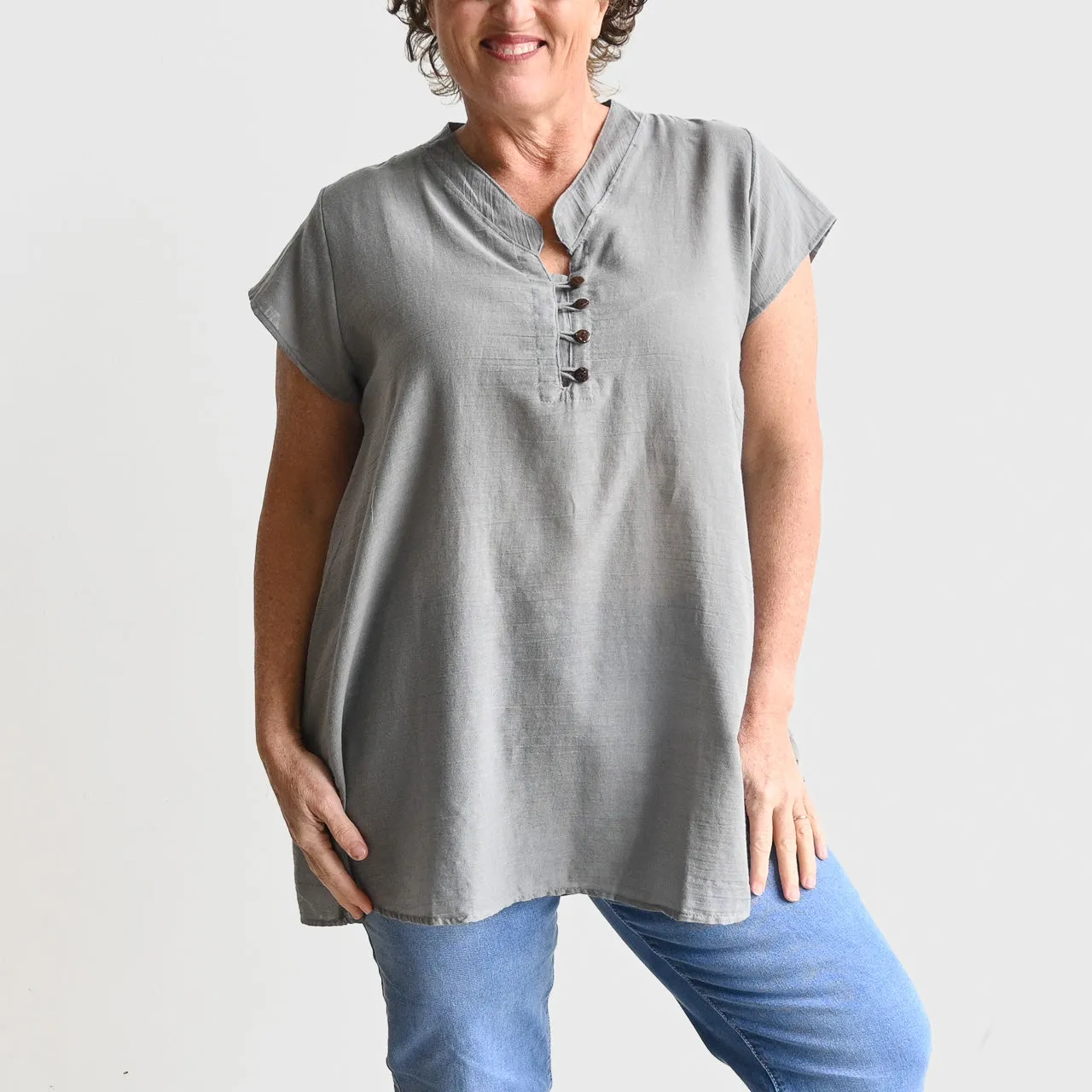 Easy Fit Cotton Cap Sleeve Tunic Top