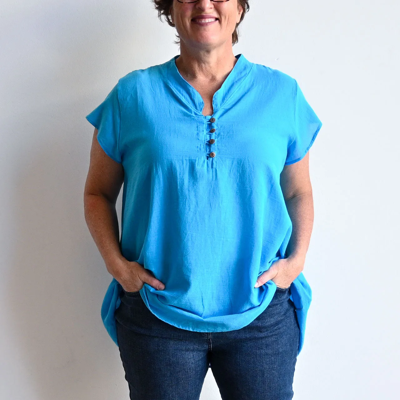 Easy Fit Cotton Cap Sleeve Tunic Top