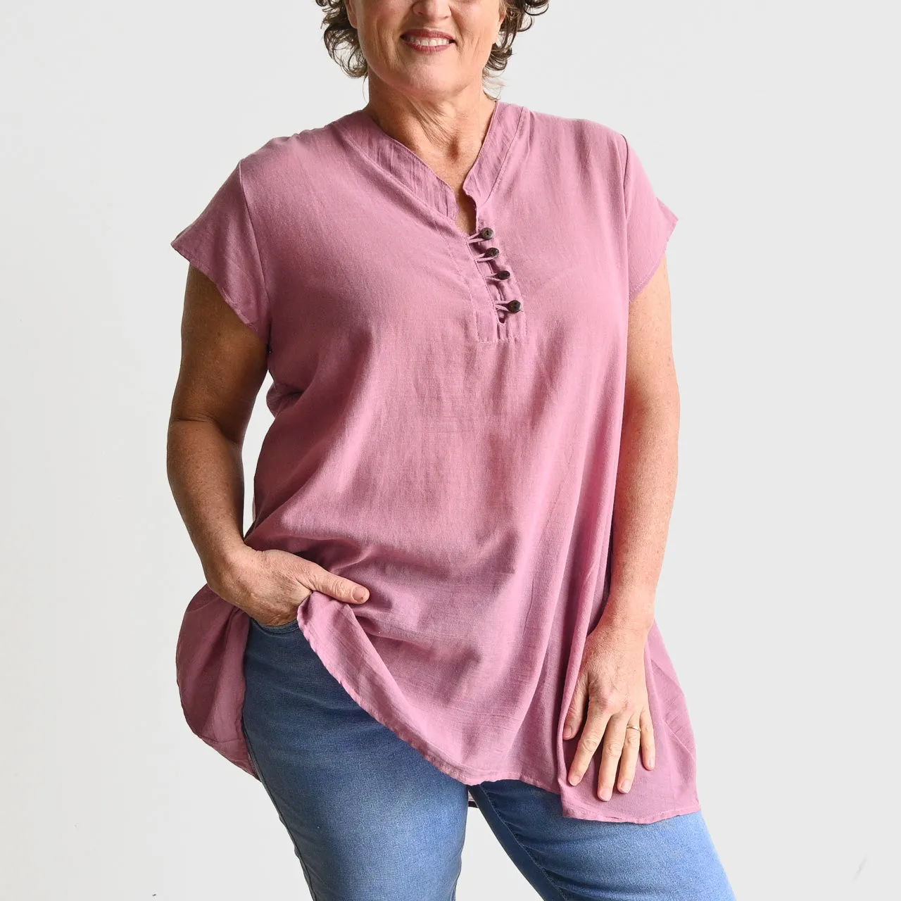 Easy Fit Cotton Cap Sleeve Tunic Top